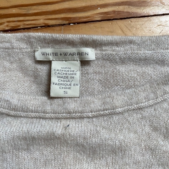 White + Warren Powder Blue and Cream 100% Cashmere Pullover Sweater Size S - Picture 3 of 12